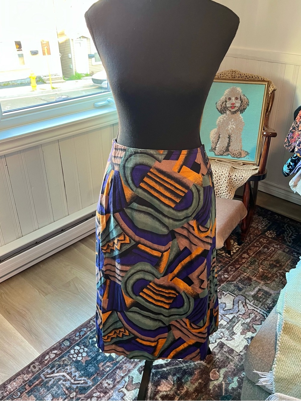 Vintage Abstract 90s Bold Midi Skirt - 30”W Med